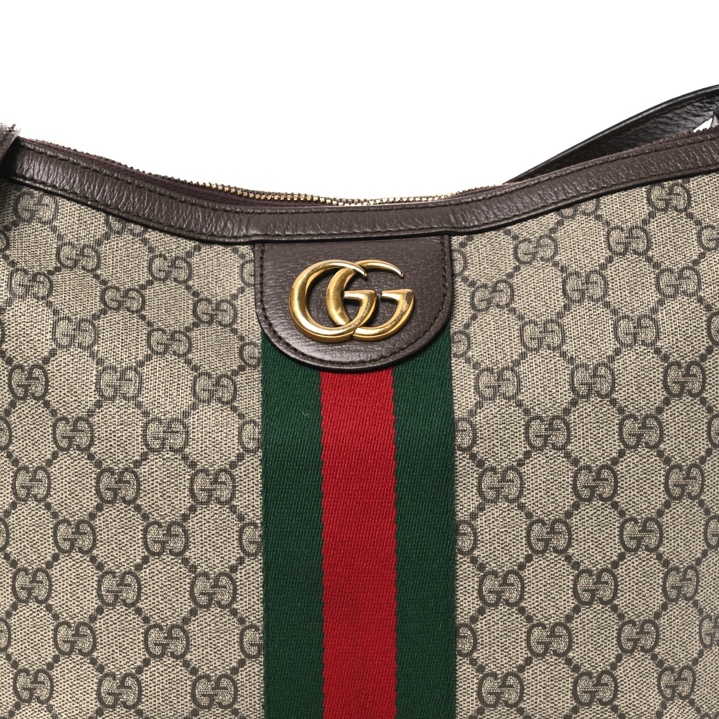 GG Supreme Monogram Web Small Ophidia Half Moon Hobo Brown