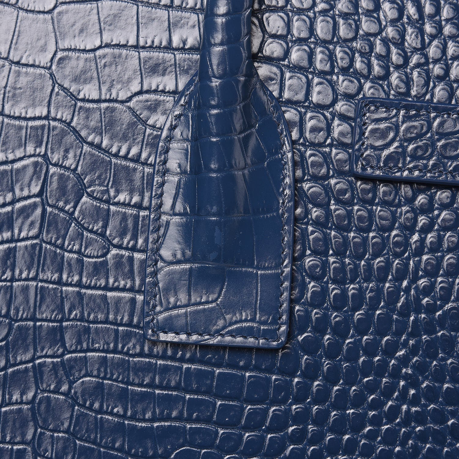 Saint Laurent Calfskin Crocodile Embossed Small Sac De Jour Denim 8 of 11