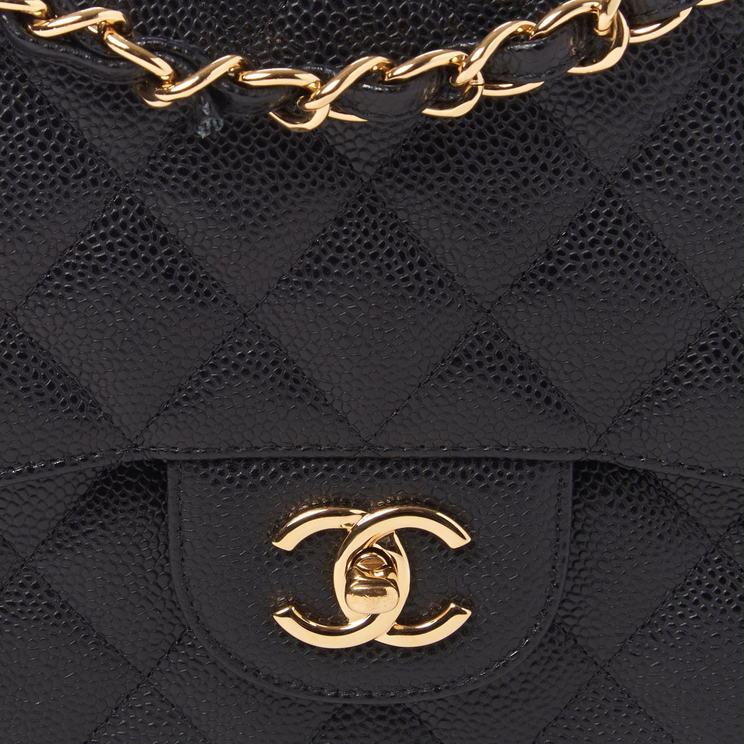 Caviar Quilted Jumbo Double Flap Black