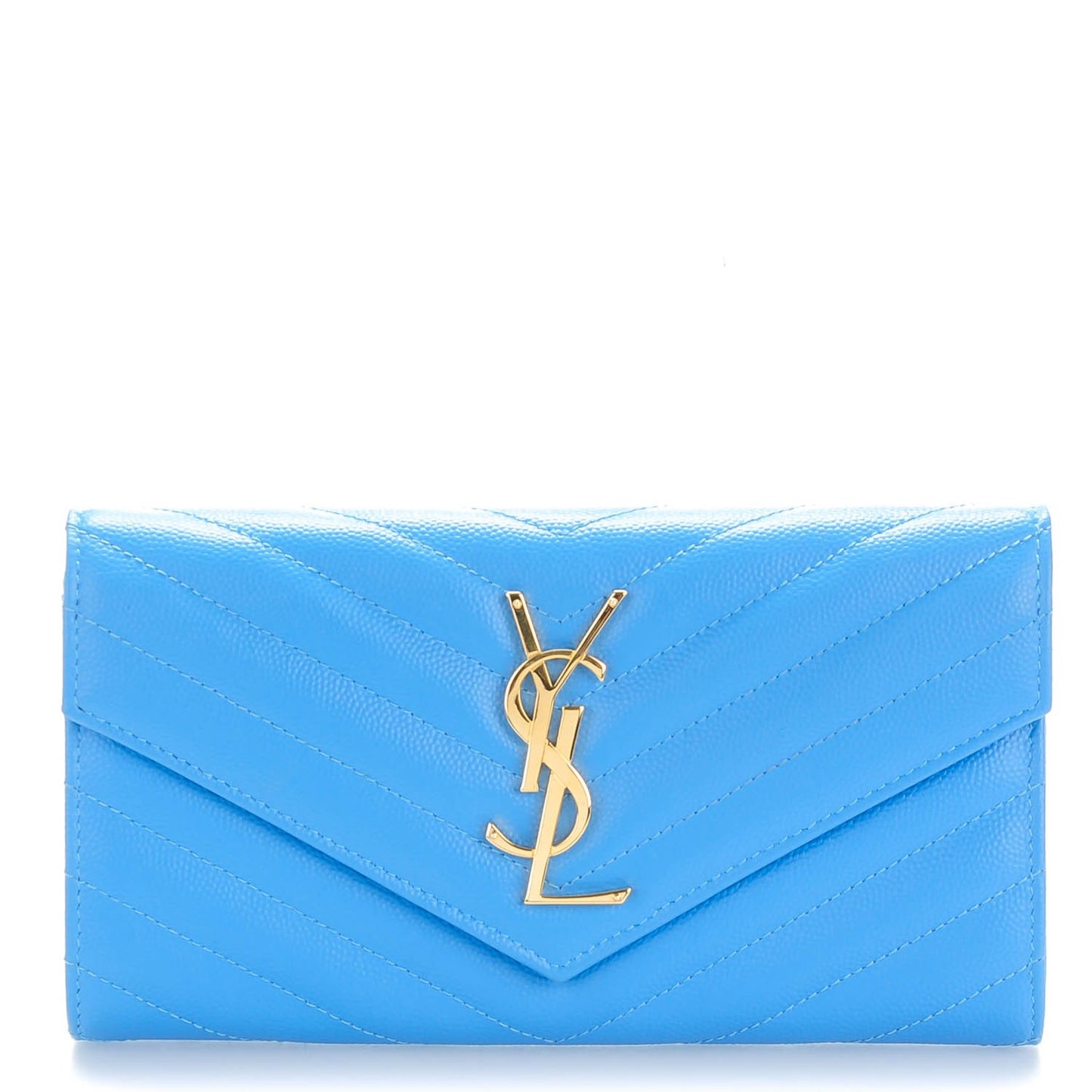 Grain de Poudre Matelasse Chevron Monogram Wallet Light Blue