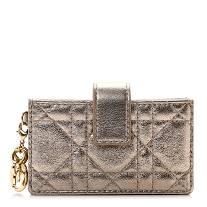 Christian Dior Metallic Calfskin Cannage Lady Dior 5-Gusset Card Holder Gold 1 of 7