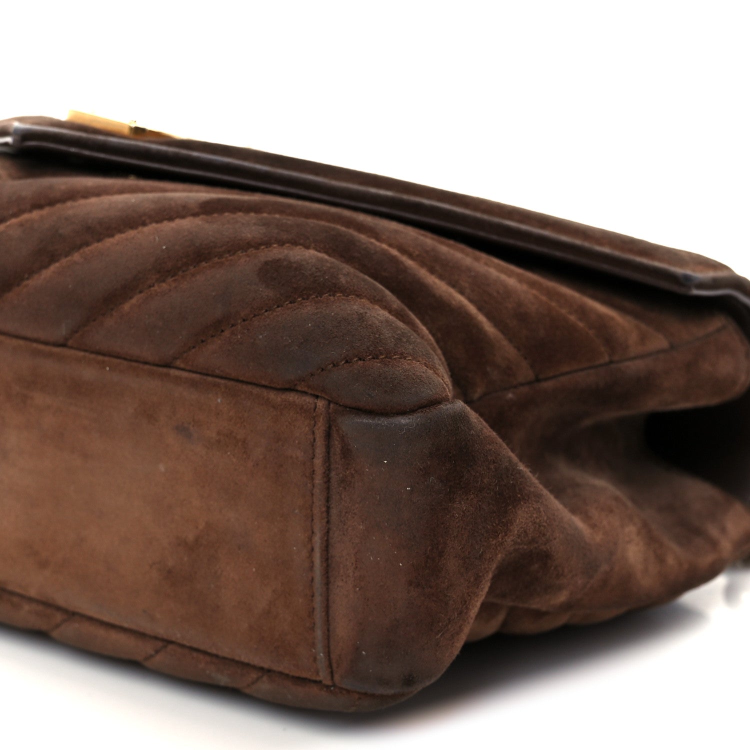 Saint Laurent Suede Matelasse Chevron Monogram Medium College Bag Bark Brown 21 of 21