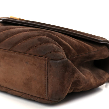 Saint Laurent Suede Matelasse Chevron Monogram Medium College Bag Bark Brown 21 of 21