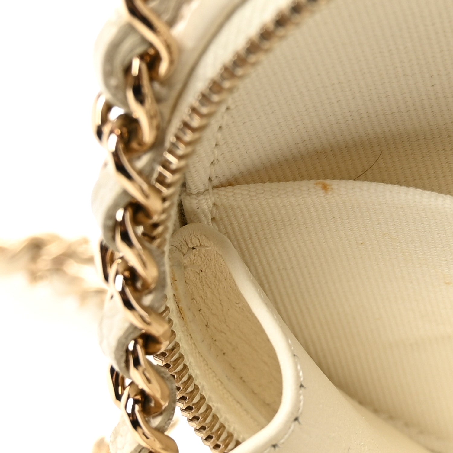 Chanel Caviar Quilted Round Handle With Care Vanity With Chain White 7 of 15