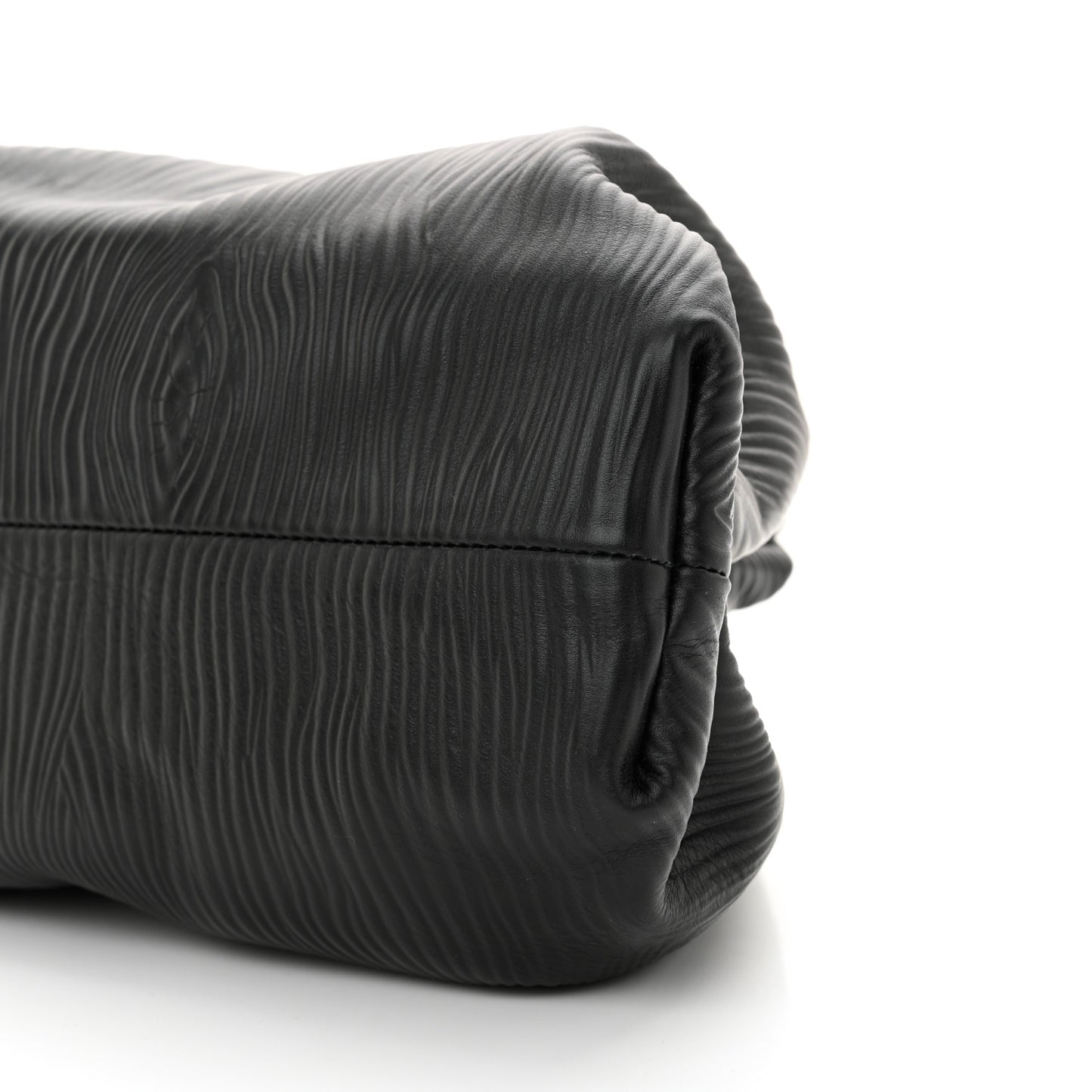 Bark Calfskin Embossed The Pouch Oversized Clutch Black