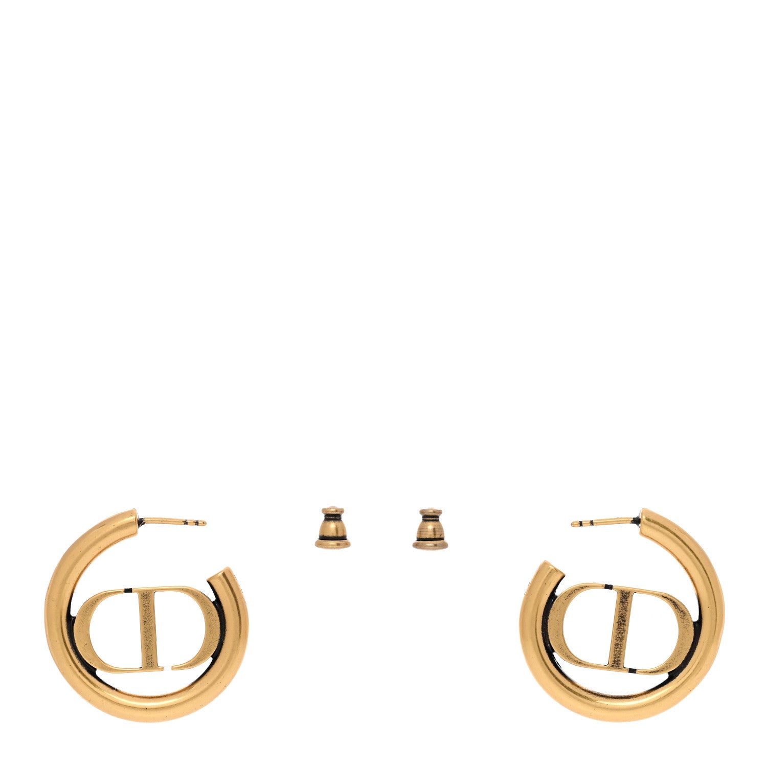 Christian Dior Metal 30 Montaigne Hoop Earrings Aged Gold 3 of 5