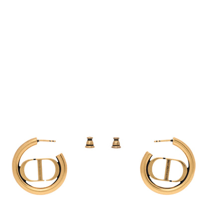 Christian Dior Metal 30 Montaigne Hoop Earrings Aged Gold 3 of 5
