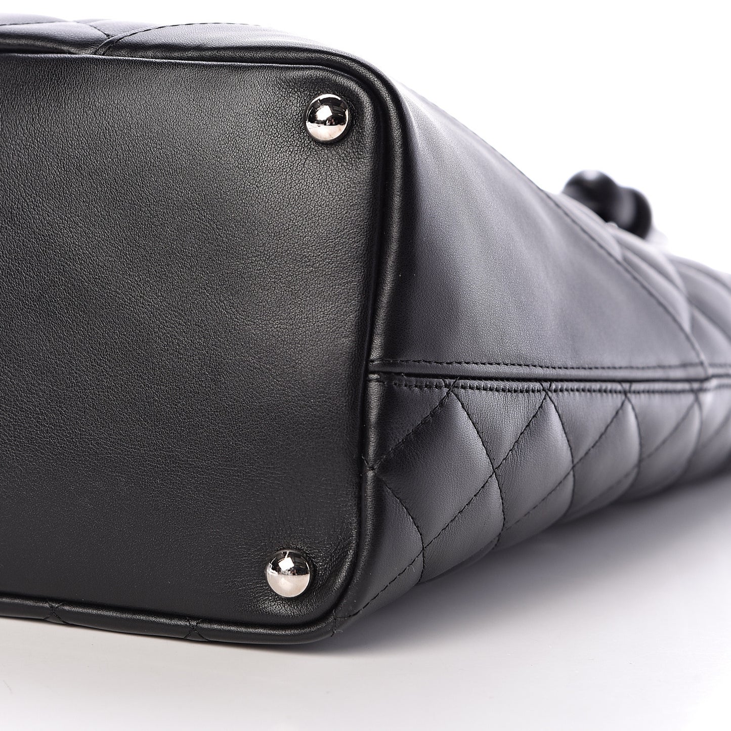 Calfskin Quilted Medium Cambon Tote Black