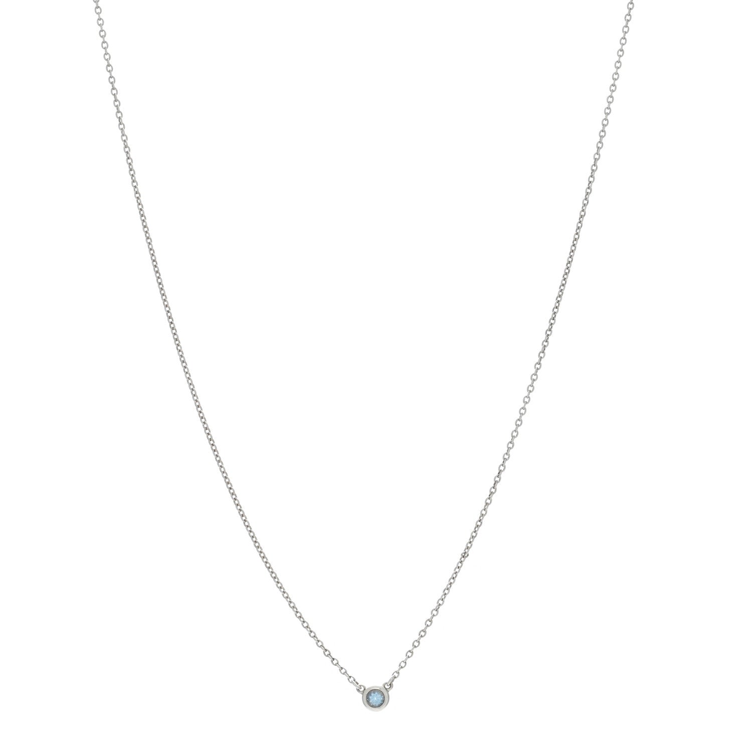 Tiffany Sterling Silver Aquamarine .06ct Elsa Peretti Color By The Yard Pendant Necklace 1 of 4