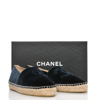 Chanel Velvet CC Espadrilles 39 Dark Navy Black 11 of 11