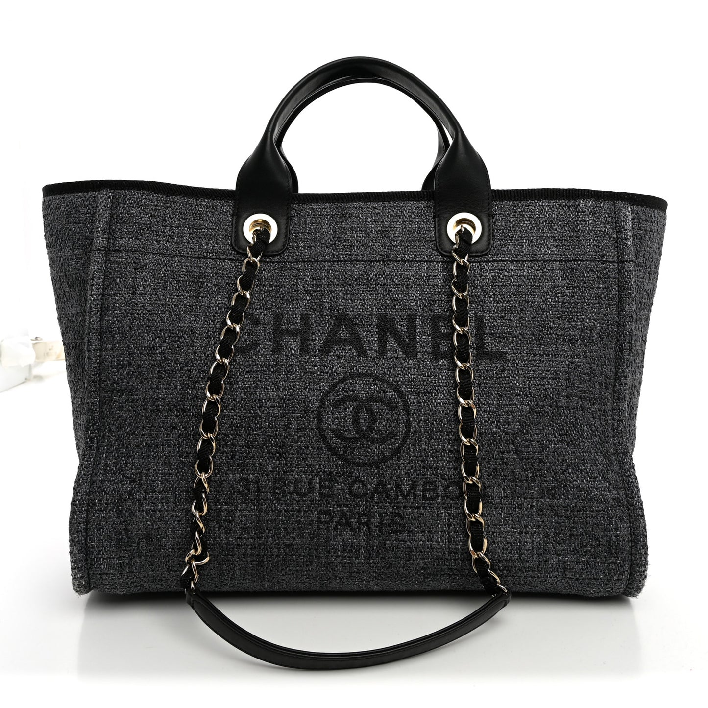 Lurex Boucle Medium Deauville Tote Black
