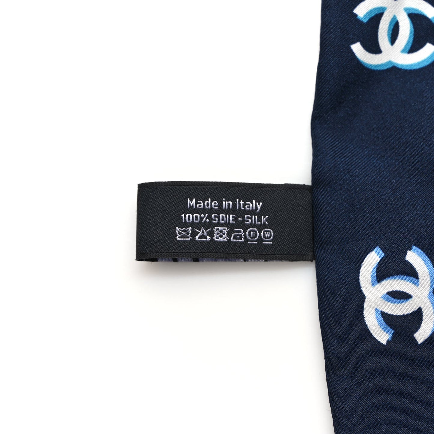 Silk CC Bandeau Scarf Navy Blue Multicolor