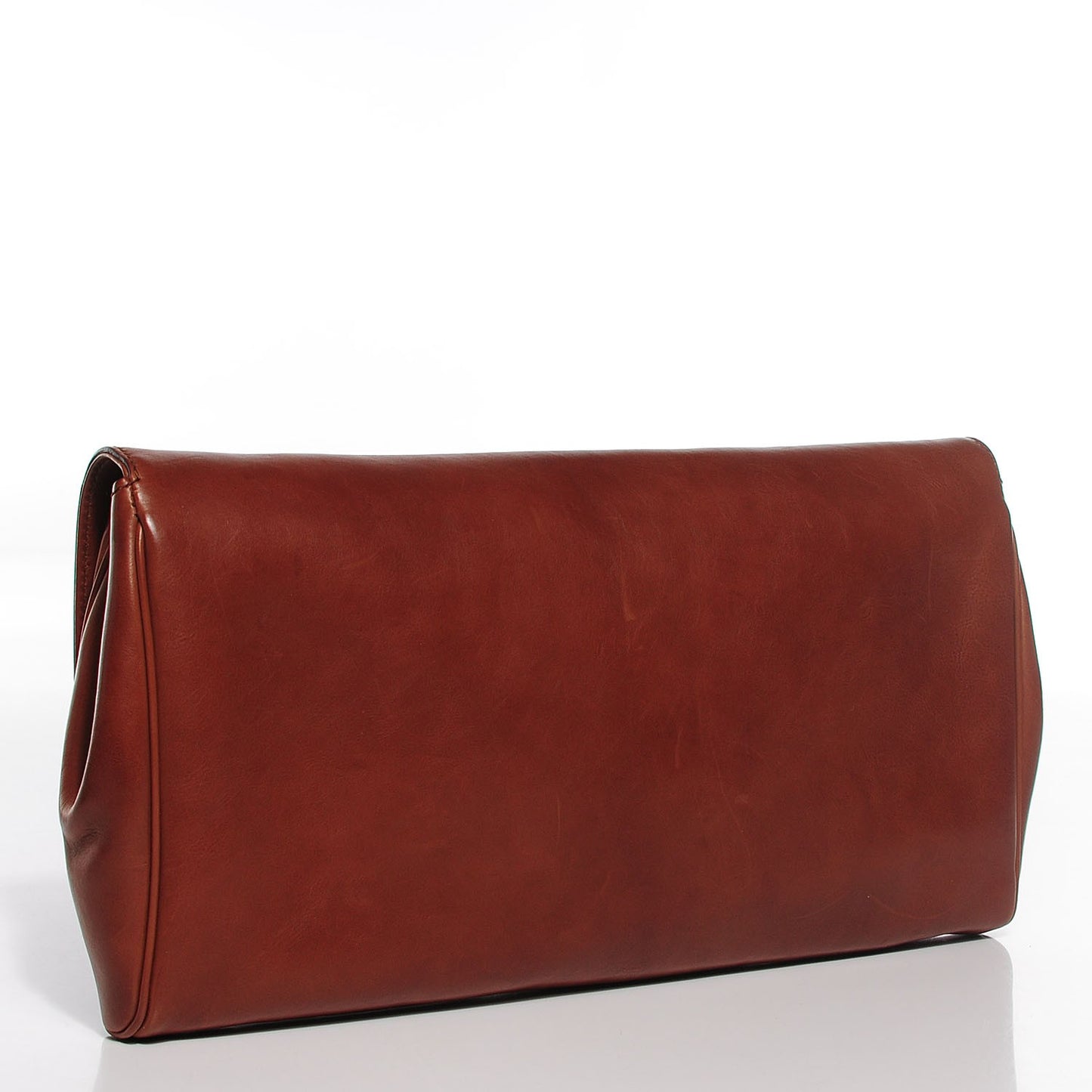 Washed Calfskin Ribot Horse-Heads Clutch Brown