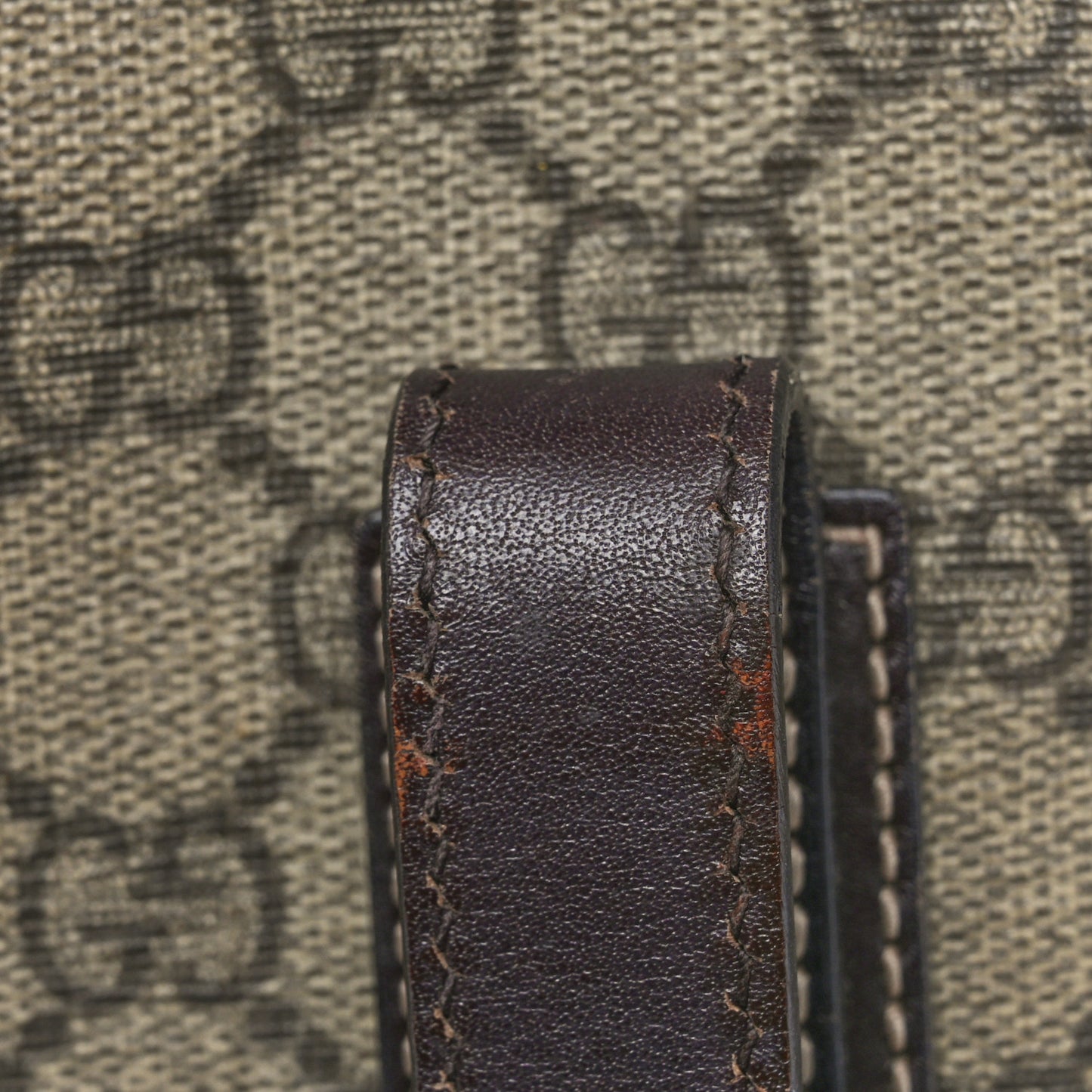 GG Supreme Monogram Medium Zippered Shopping Tote Dark Brown