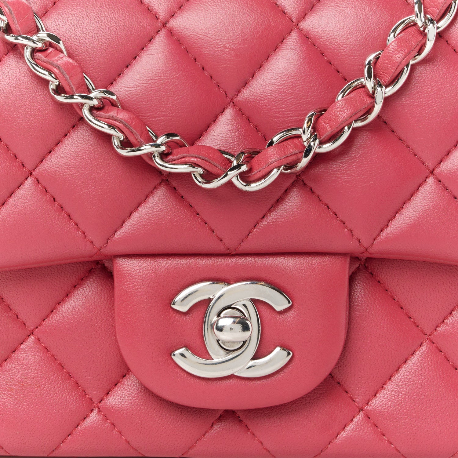 Chanel Lambskin Quilted Mini Square Flap Dark Pink 9 of 11