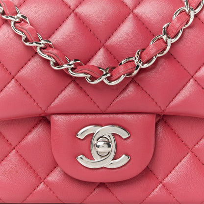 Chanel Lambskin Quilted Mini Square Flap Dark Pink 9 of 11