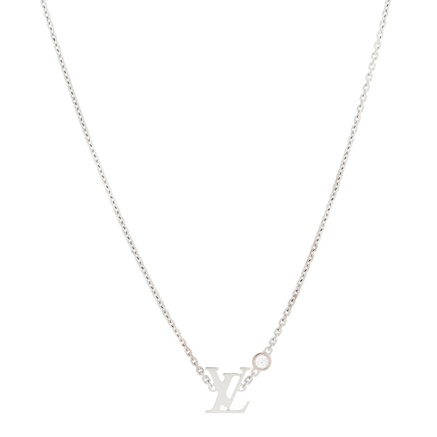 18K White Gold Diamond Idylle Blossom LV Pendant Necklace