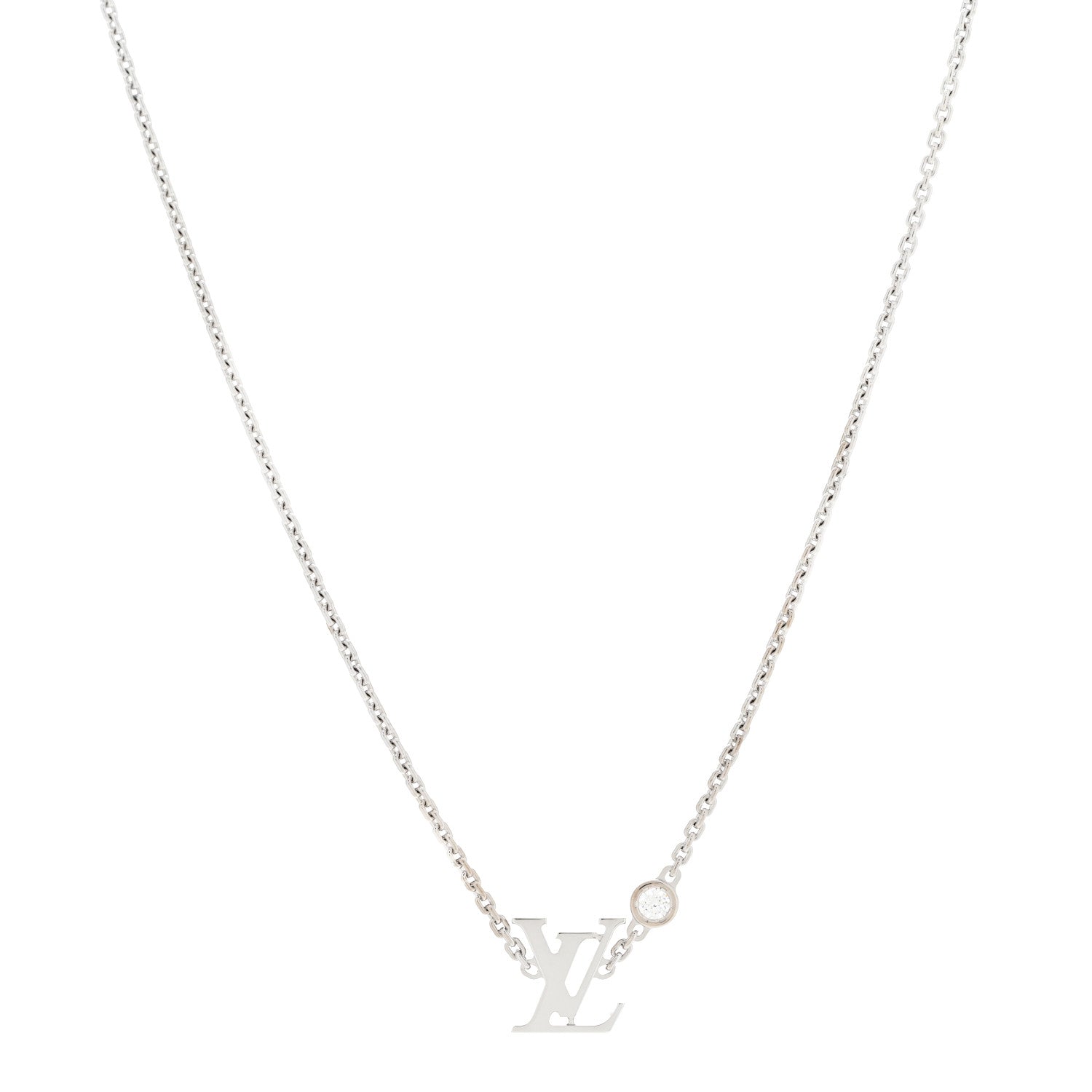 Louis Vuitton 18K White Gold Diamond Idylle Blossom LV Pendant Necklace 1 of 5