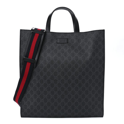 Gucci Soft GG Supreme Monogram Appia Calfskin Web Vertical Tote Black 1 of 13