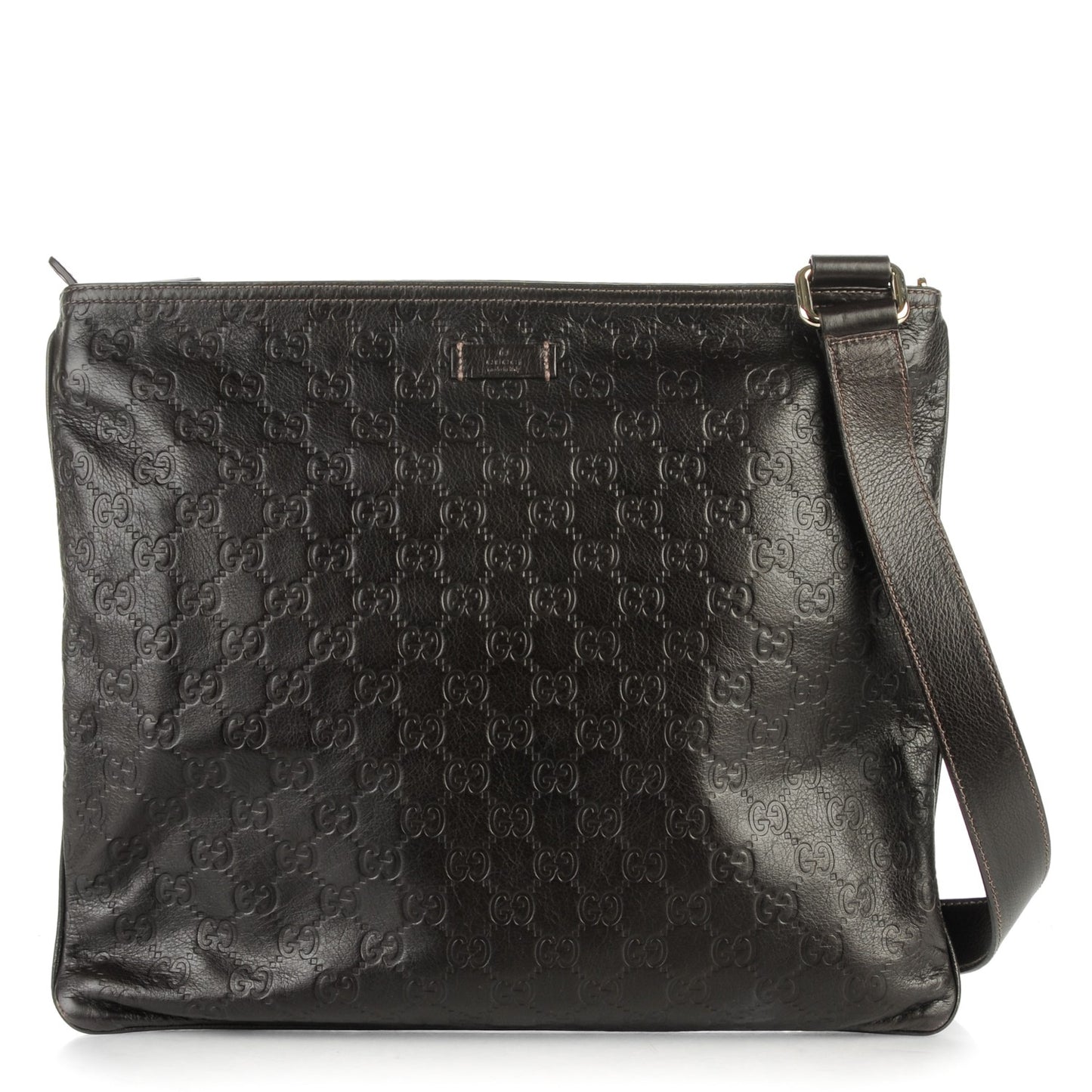 Guccissima Medium Flat Messenger Bag Dark Brown