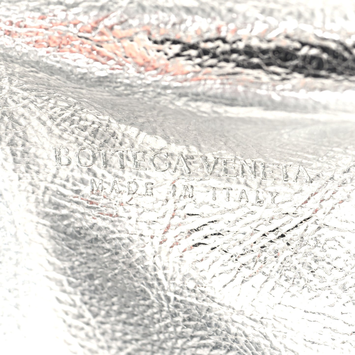 Metallic Lambskin Intrecciato The Mini Pouch Silver Gold