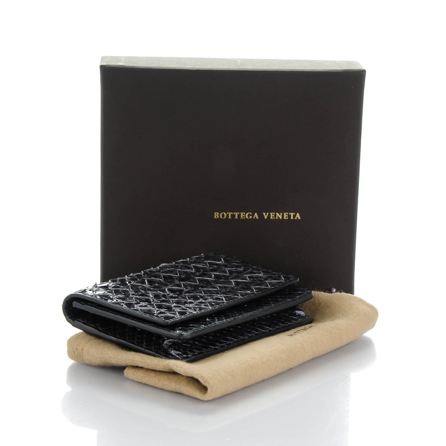 Ayers Intrecciato Card Case Pyrite Nero Black