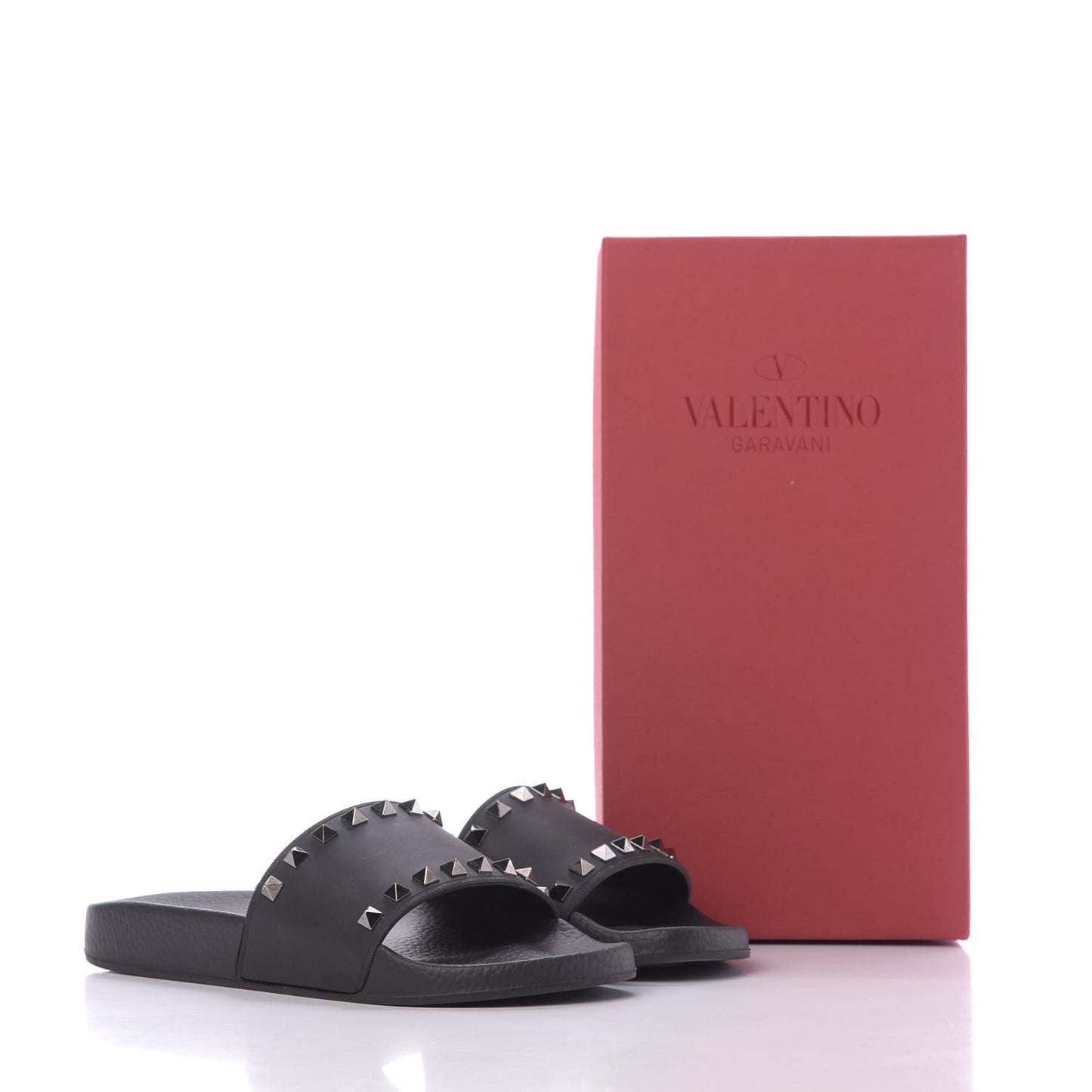 Rubber Rockstud Slide Sandals 38 Black