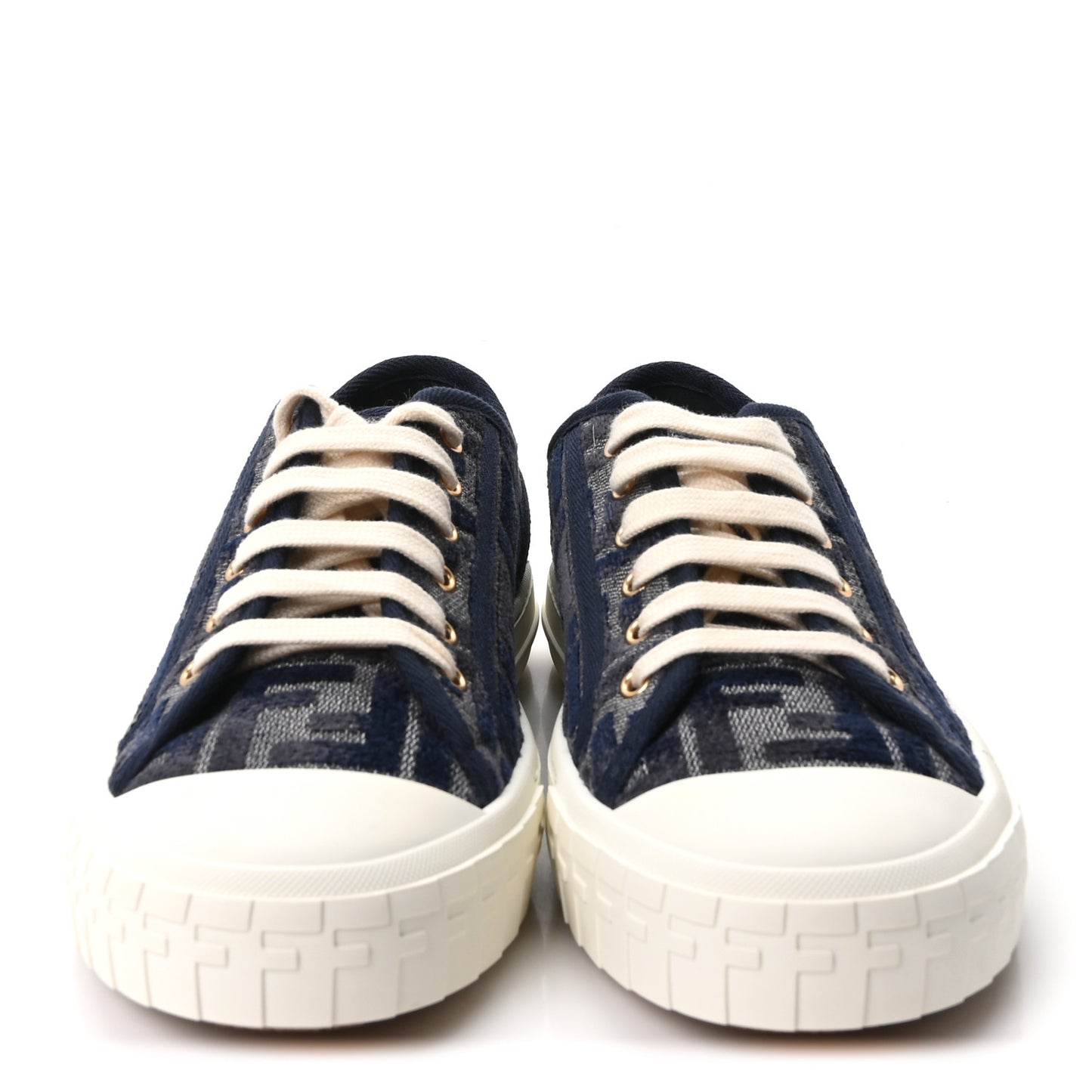 Fabric Jacquard FF Womens Domino Low Top Sneakers 38.5 Tobacco