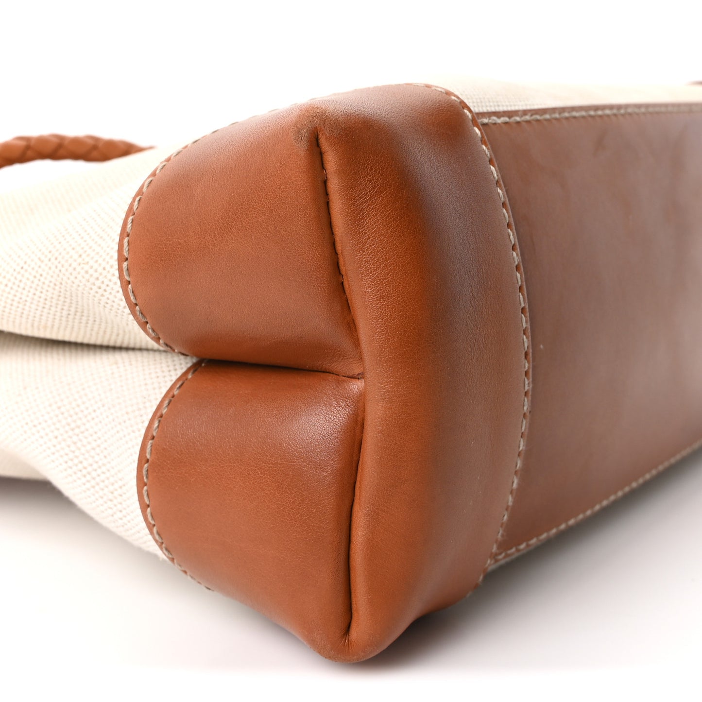 Washed Canvas Calfskin Small Andiamo Shoulder Bag Natural Light Wood