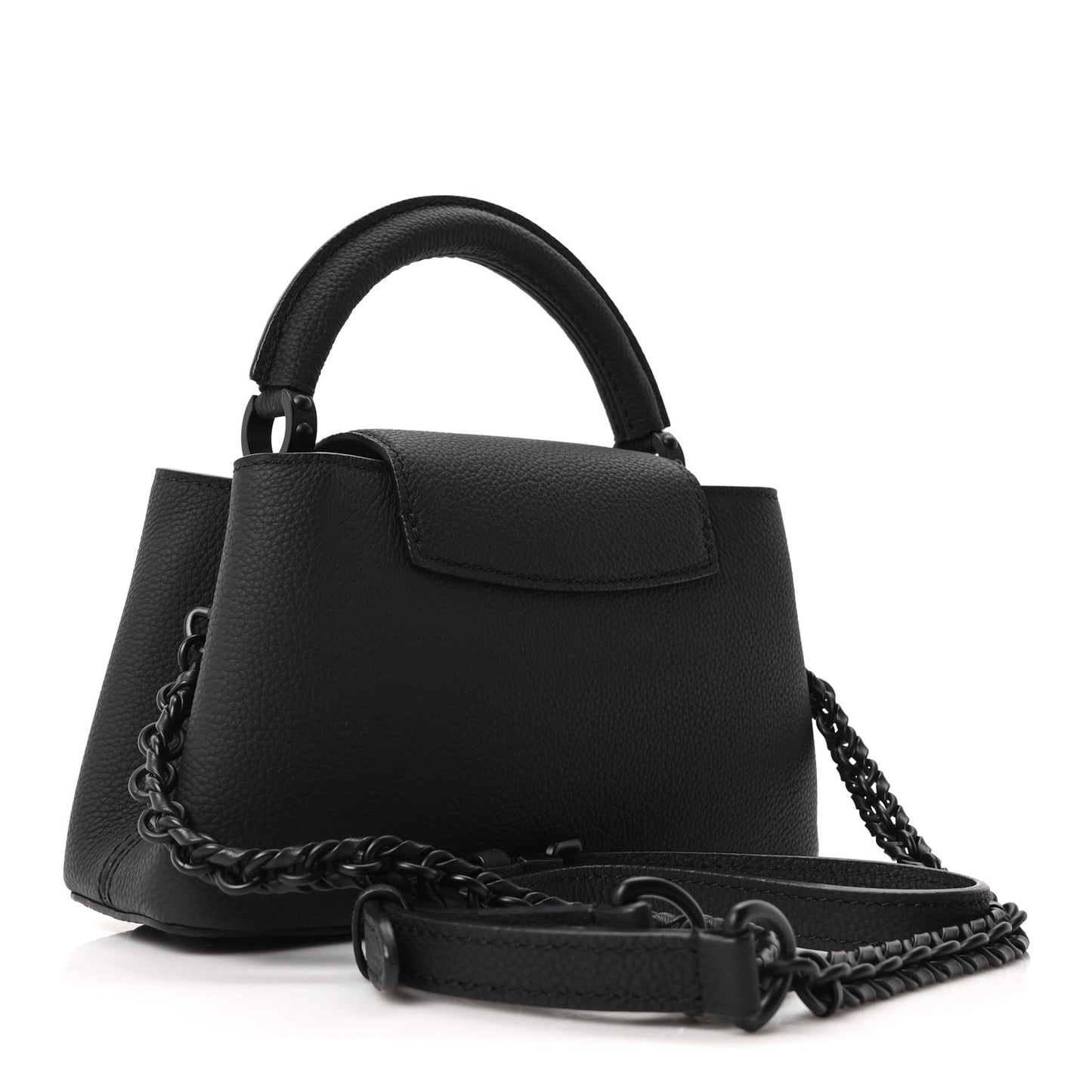 Matte Taurillon Capucines East West Mini All Black