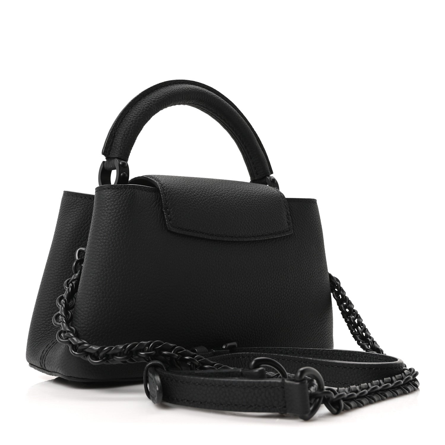 Louis Vuitton Matte Taurillon Capucines East West Mini All Black 3 of 9