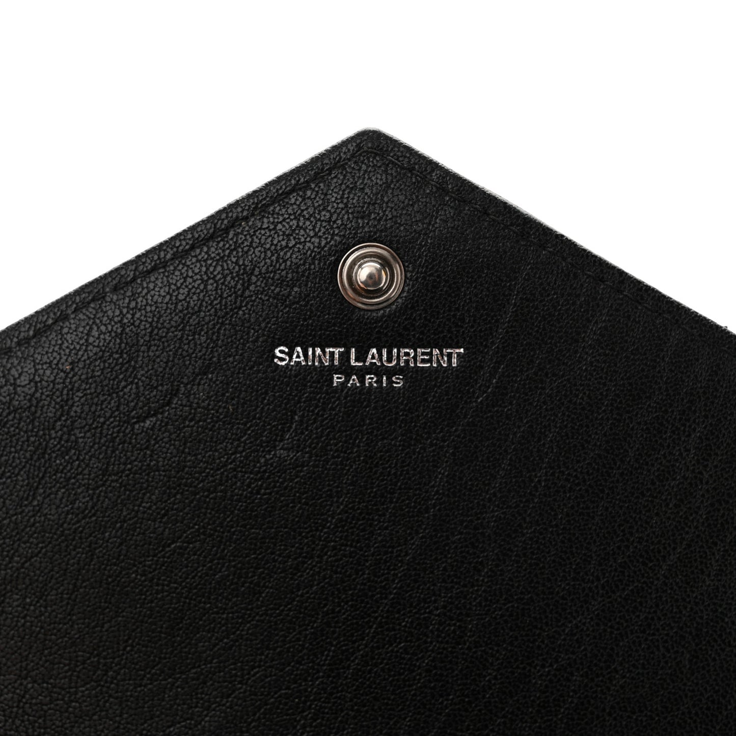 Sheepskin Tri-Quilt Monogram Envelope Chain Wallet Black