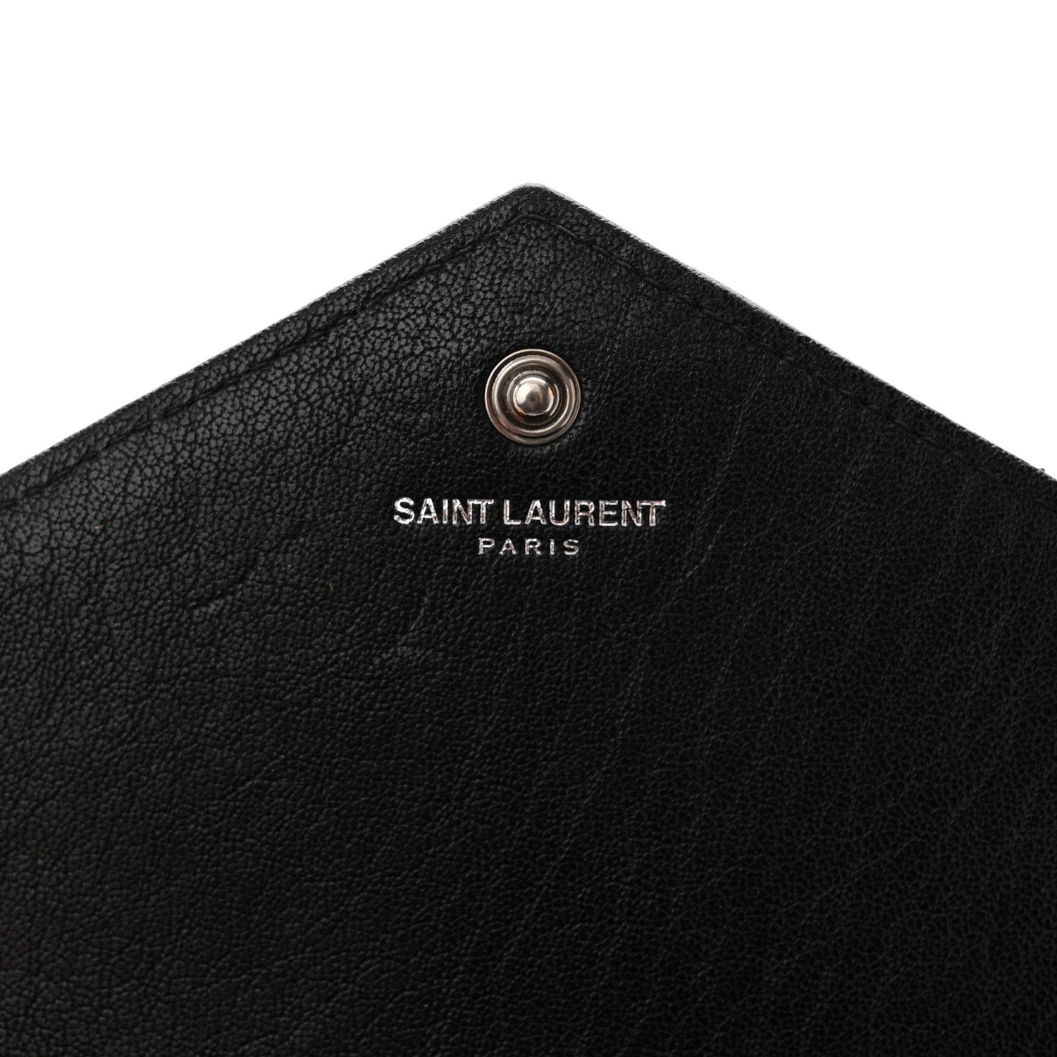 Saint Laurent Sheepskin Tri-Quilt Monogram Envelope Chain Wallet Black 6 of 10