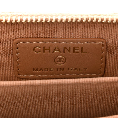 Chanel Caviar Quilted Zip Around Coin Purse Beige 6 of 8