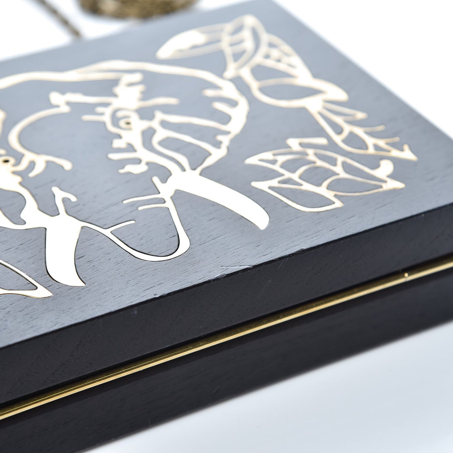Wood Elephant Minaudiere Clutch Black