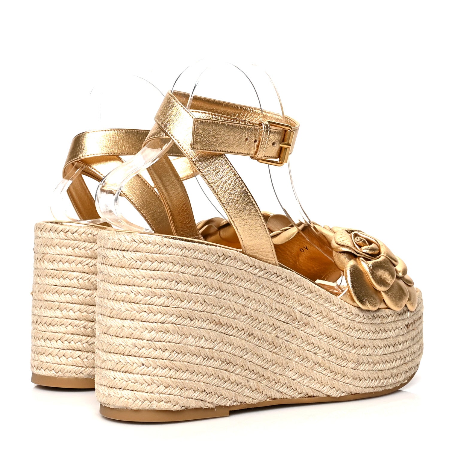 Valentino Garavani Metallic Kidskin Atelier 03 Rose Edition Espadrille 45/90mm Platform Sandals 40 Antique Brass 4 of 10