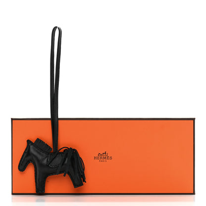 Hermes Milo Lambskin Grigri Rodeo Horse Bag Charm MM So Black 5 of 5