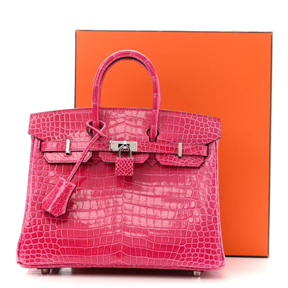 Hermes Shiny Porosus Crocodile Birkin 25 Rose Mexico 11 of 11