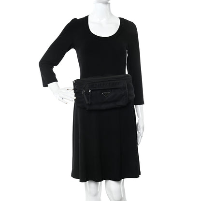 Prada Tessuto Nylon Double Pocket Belt Bag Black 2 of 15