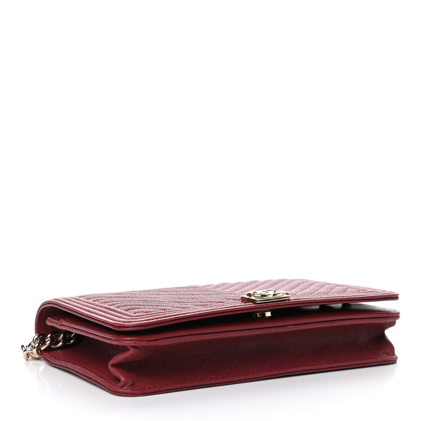 Caviar Chevron Boy Wallet On Chain WOC Dark Red