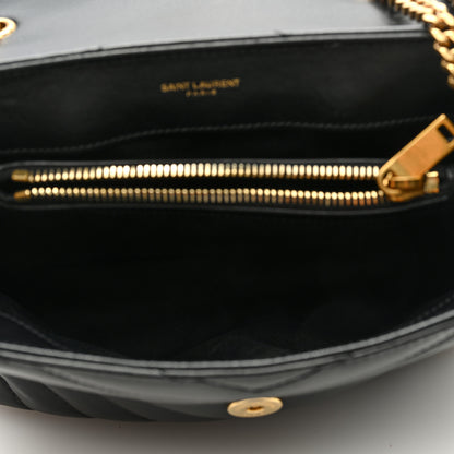 Saint Laurent Calfskin Y Quilted Monogram Small Loulou Chain Satchel Black 4 of 7