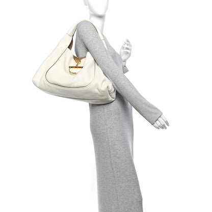 Gucci Grained Calfskin Softbit Maxi Shoulder Bag Dusty White 3 of 10