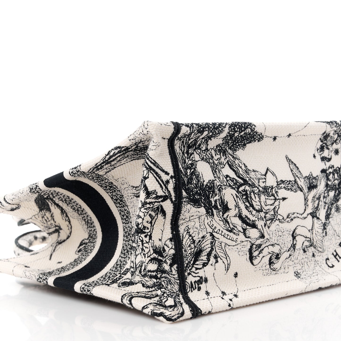 Canvas Embroidered Small Zodiac Toile De Jouy Book Tote Latte