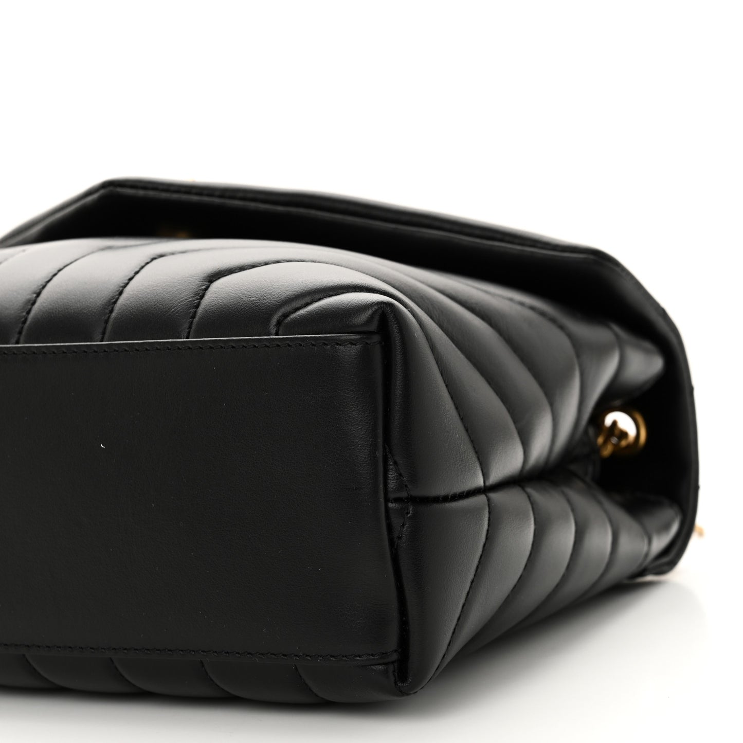 Calfskin Y Quilted Monogram Small Loulou Chain Satchel Black