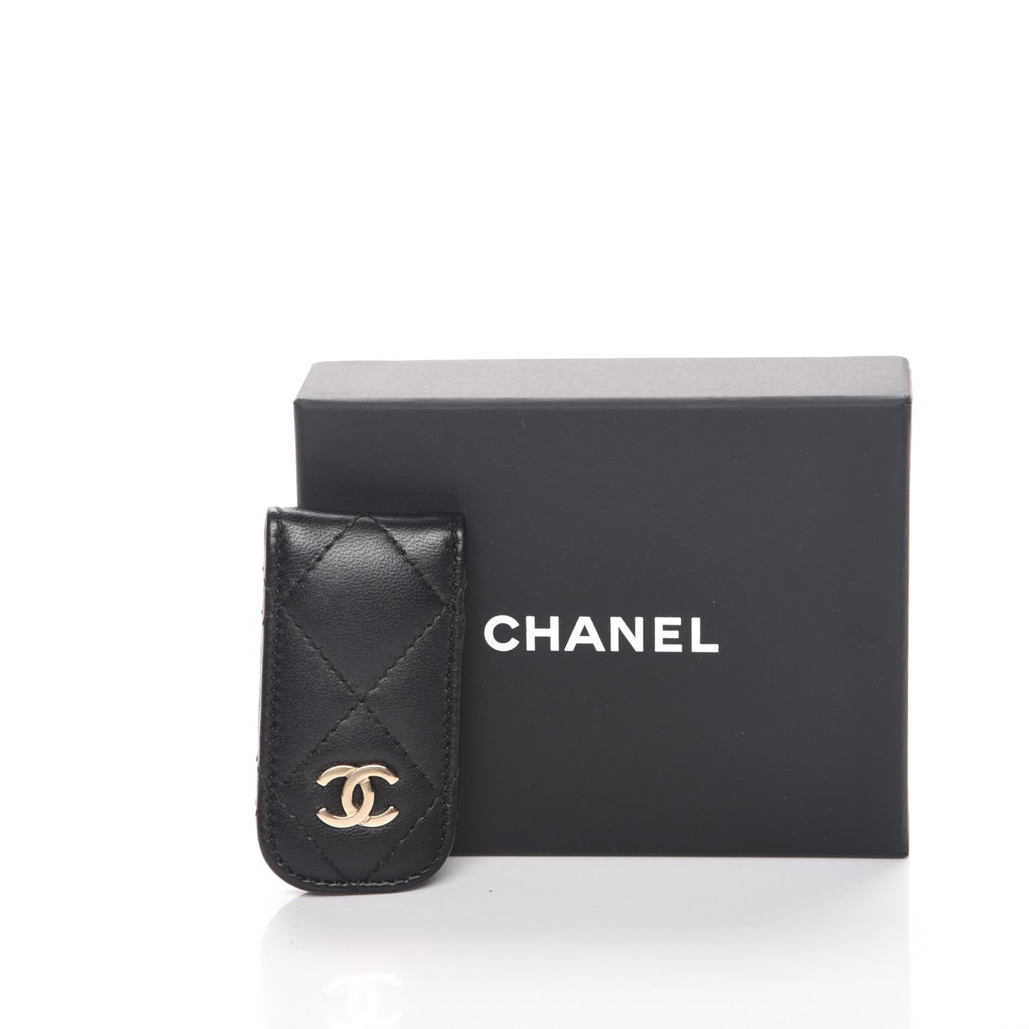 Lambskin Quilted Money Clip Black