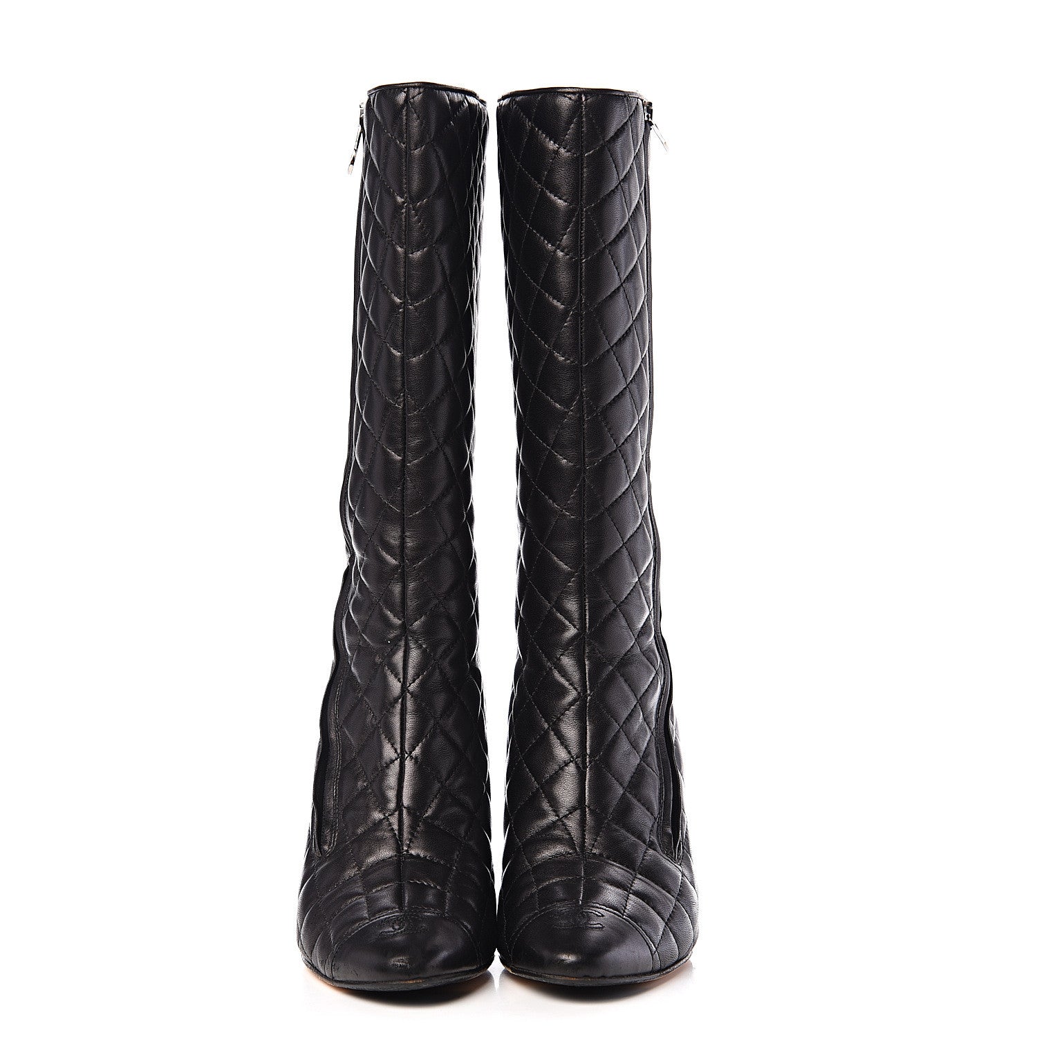 Chanel Lambskin Quilted CC Cap Toe Boots 39 Black 2 of 12