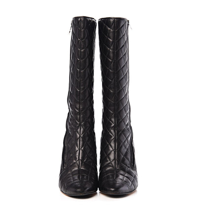 Chanel Lambskin Quilted CC Cap Toe Boots 39 Black 2 of 12