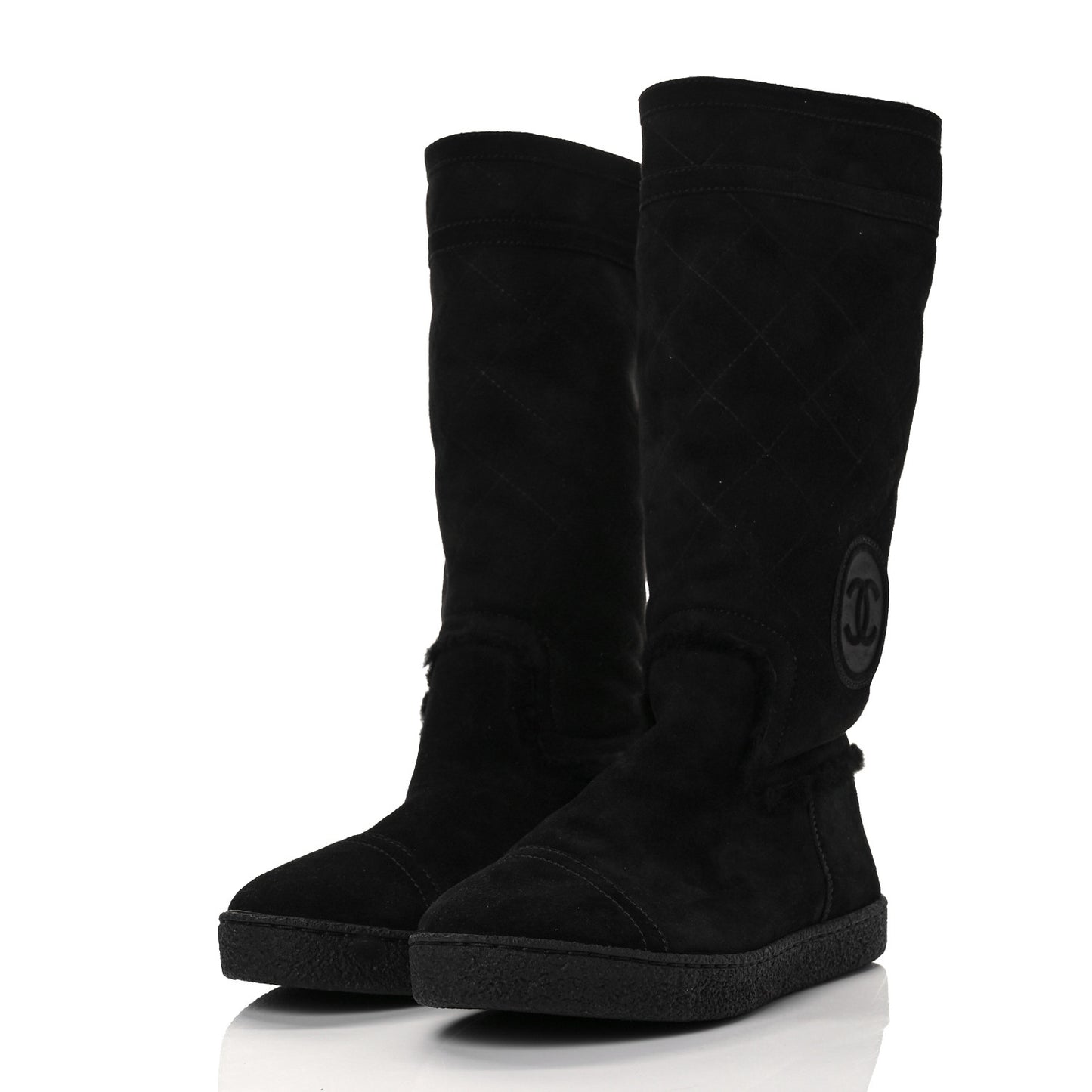 Suede Shearling Boots 36.5 Black