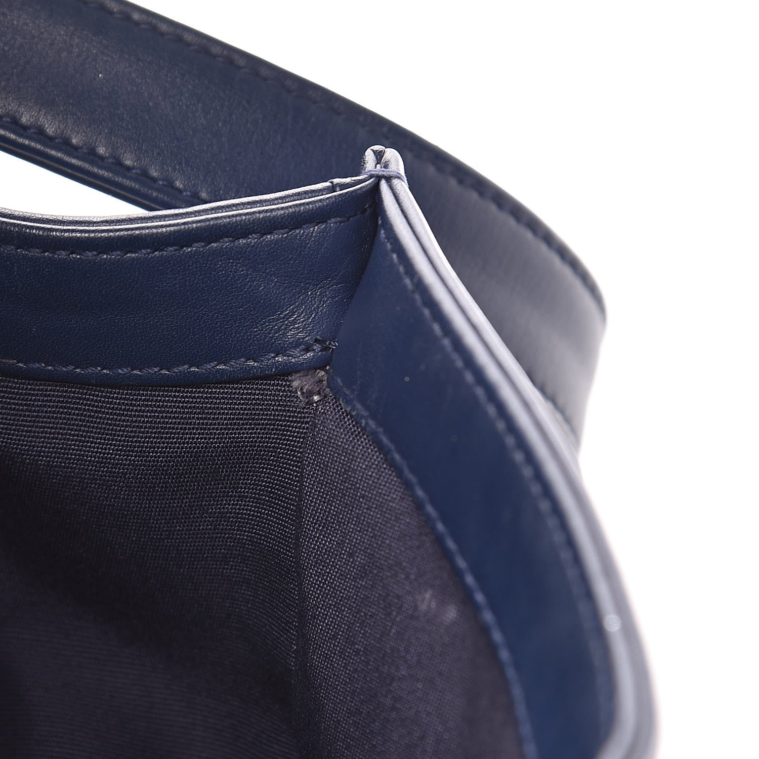 Chanel Calfskin Painted Chevron Embossed Small Boy Flap Dark Blue 17 of 18
