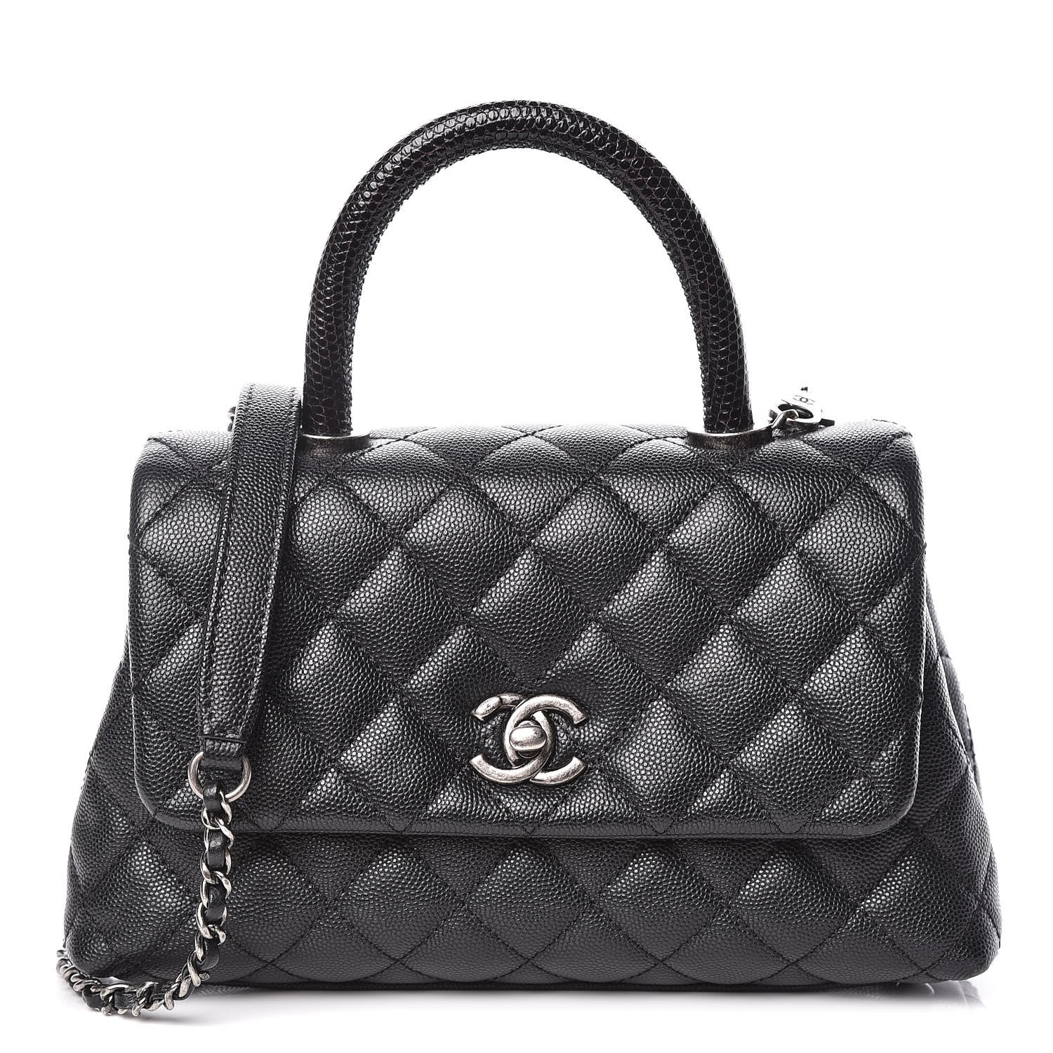 Chanel Caviar Lizard Quilted Mini Coco Handle Flap Black 1 of 9